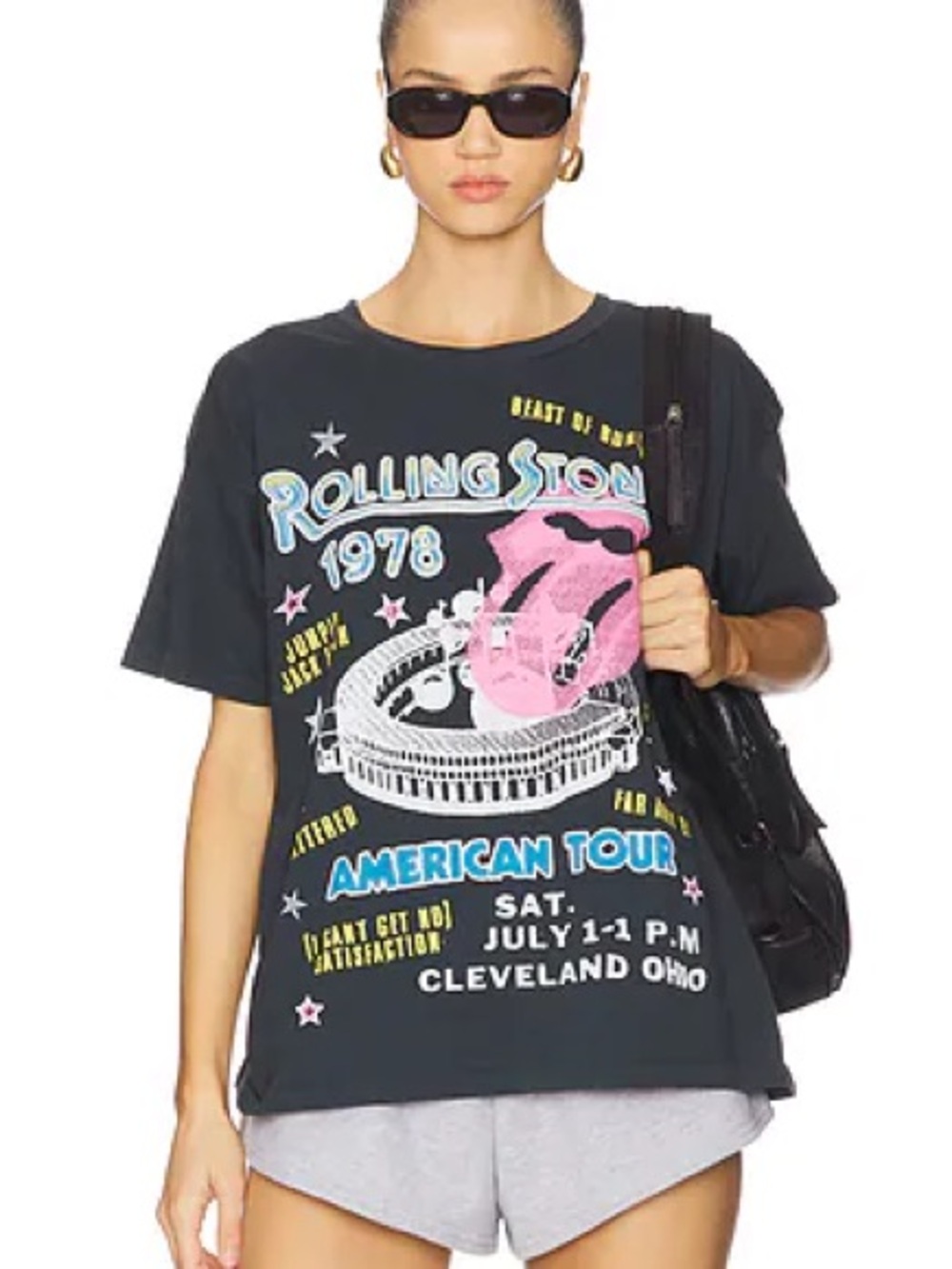 Rolling Stones 1978 American Tour Merch Tee in Vintage Black DAYDREAMER/FP